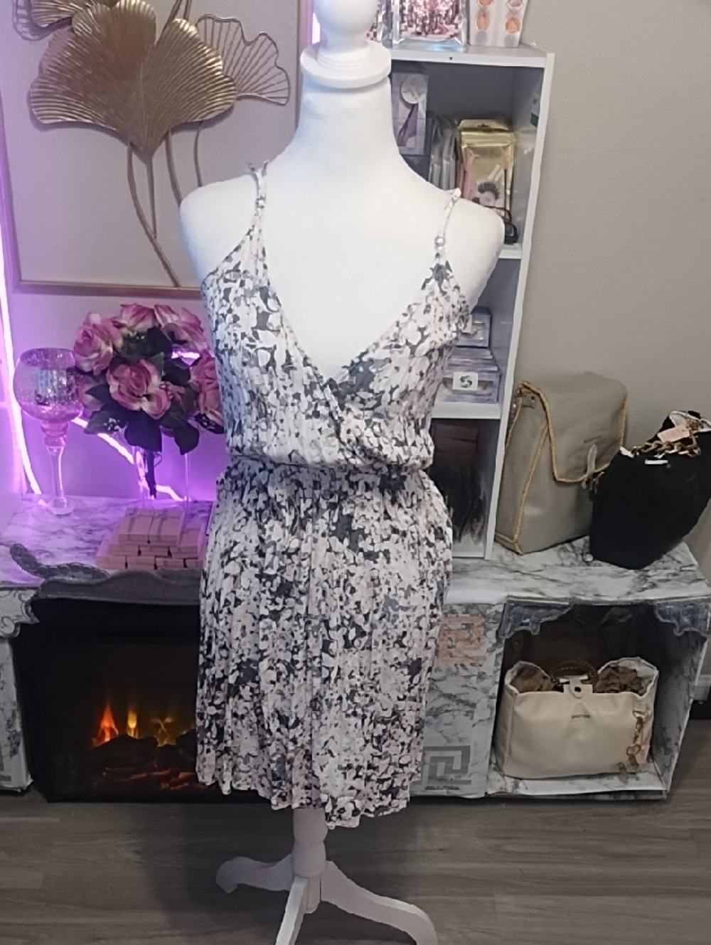 lovestitch Black & White Floral Midi Slip Dress